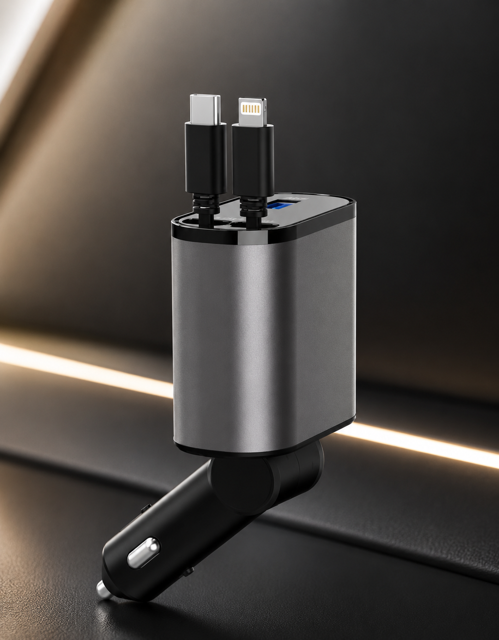 100W Car Charger | Metal Fast Charging USB-C & USB-A Adapter