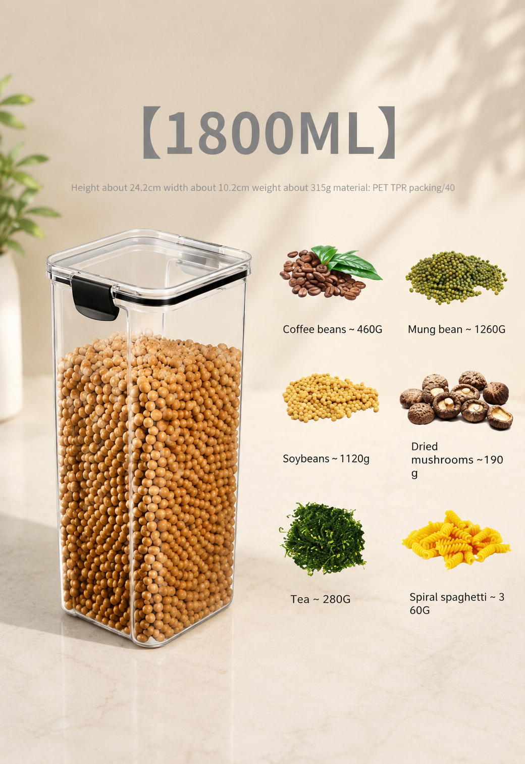 Airtight Food Storage Containers – Stackable Clear Pantry Storage Boxes for Cereal, Rice, Pasta, Grains & Refrigerator Organization