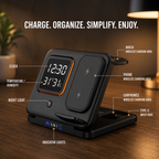 5-in-1 Wireless Charging Station | LED Alarm Clock Fast Charger Stand