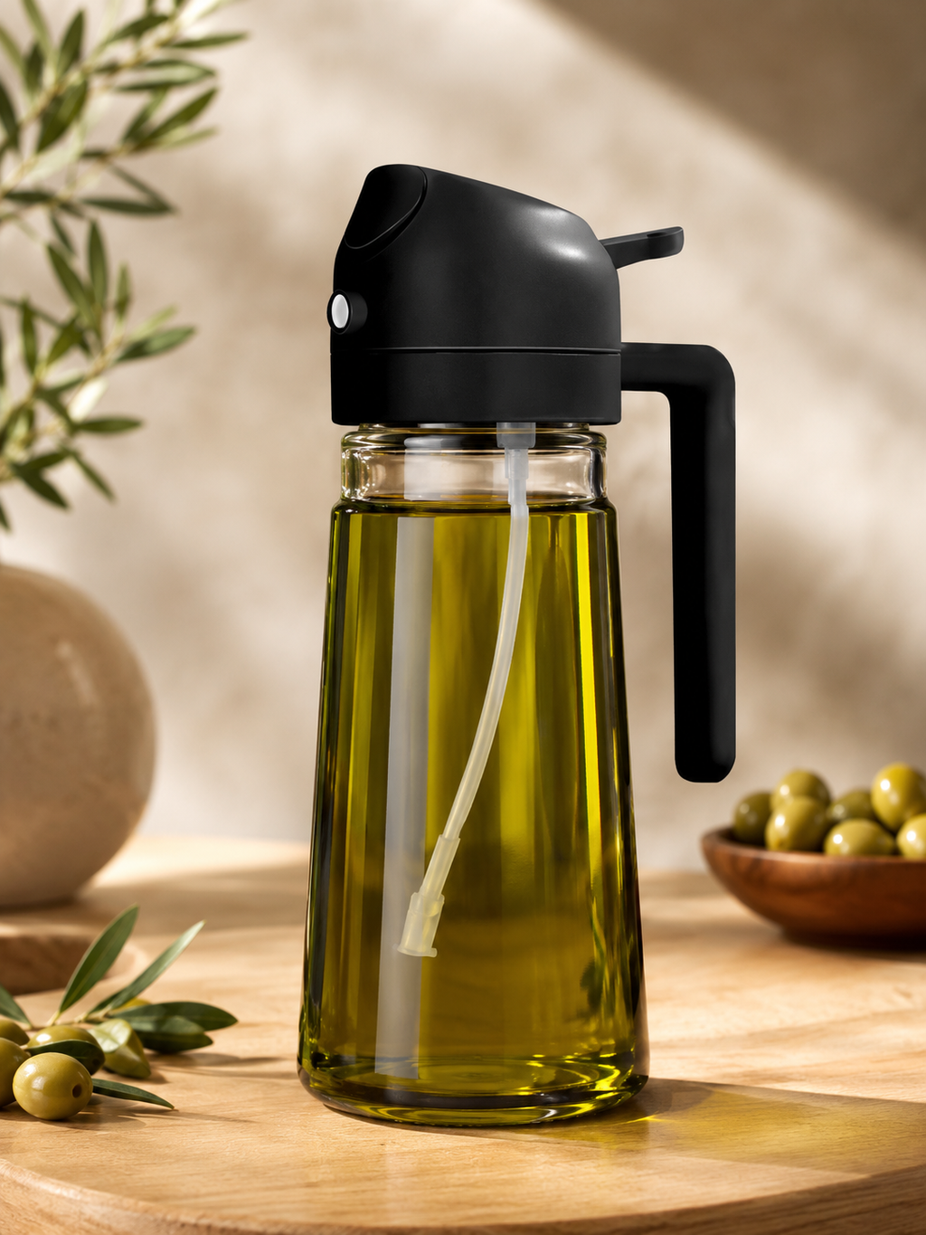 2-in-1 Olive Oil Sprayer & Dispenser – Refillable Oil Mister for Air Fryer, Cooking, BBQ, Salad, Baking & Kitchen