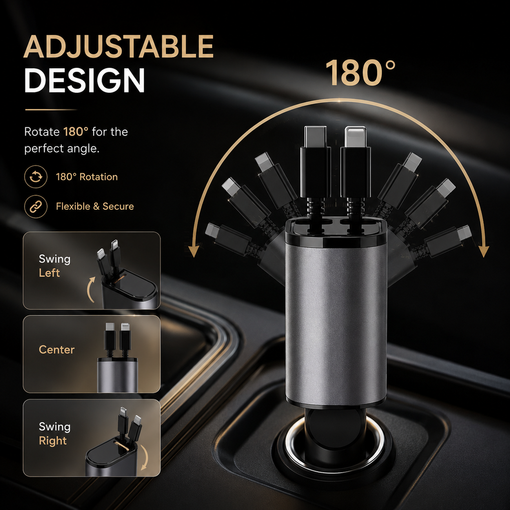 100W Car Charger | Metal Fast Charging USB-C & USB-A Adapter