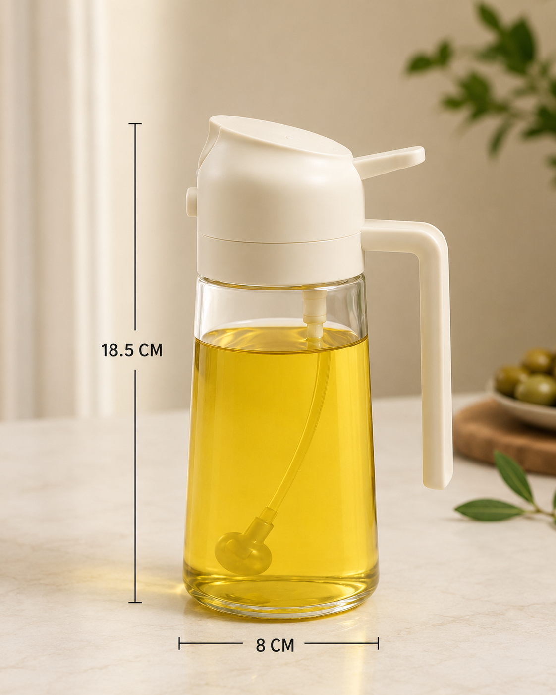 2-in-1 Olive Oil Sprayer & Dispenser – Refillable Oil Mister for Air Fryer, Cooking, BBQ, Salad, Baking & Kitchen