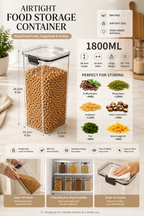 Airtight Food Storage Containers – Stackable Clear Pantry Storage Boxes for Cereal, Rice, Pasta, Grains & Refrigerator Organization