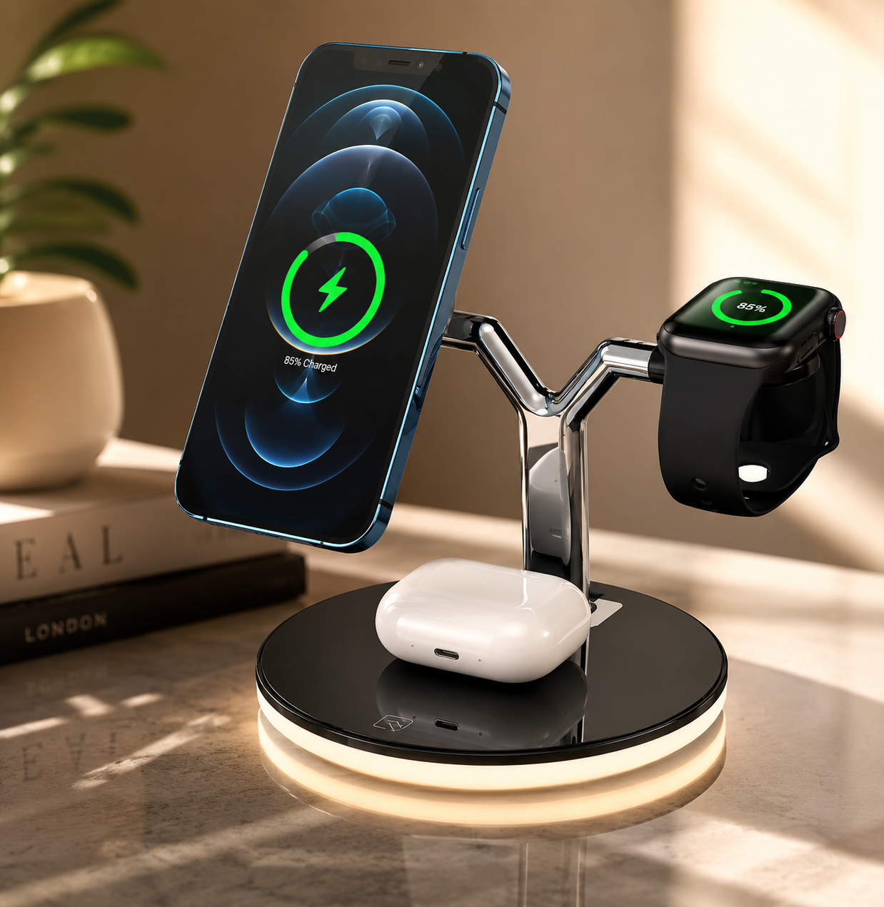 3-in-1 Magnetic Wireless Charging Station | MagSafe Compatible Wireless Charger
