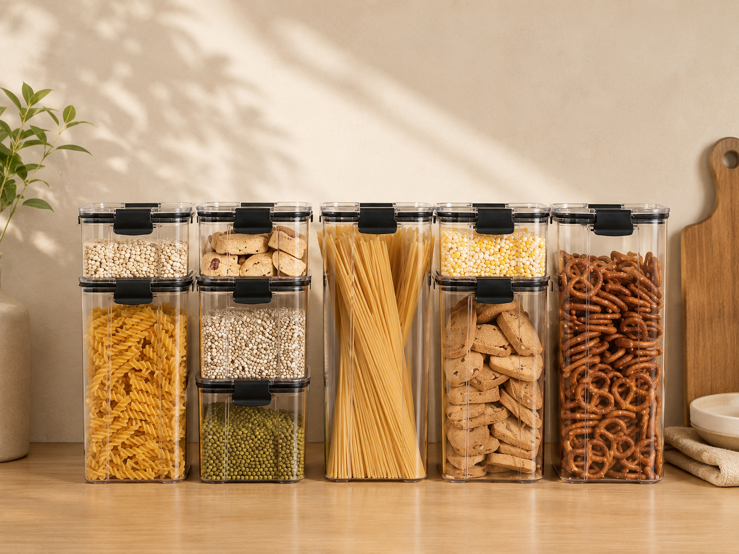 Airtight Food Storage Containers – Stackable Clear Pantry Storage Boxes for Cereal, Rice, Pasta, Grains & Refrigerator Organization