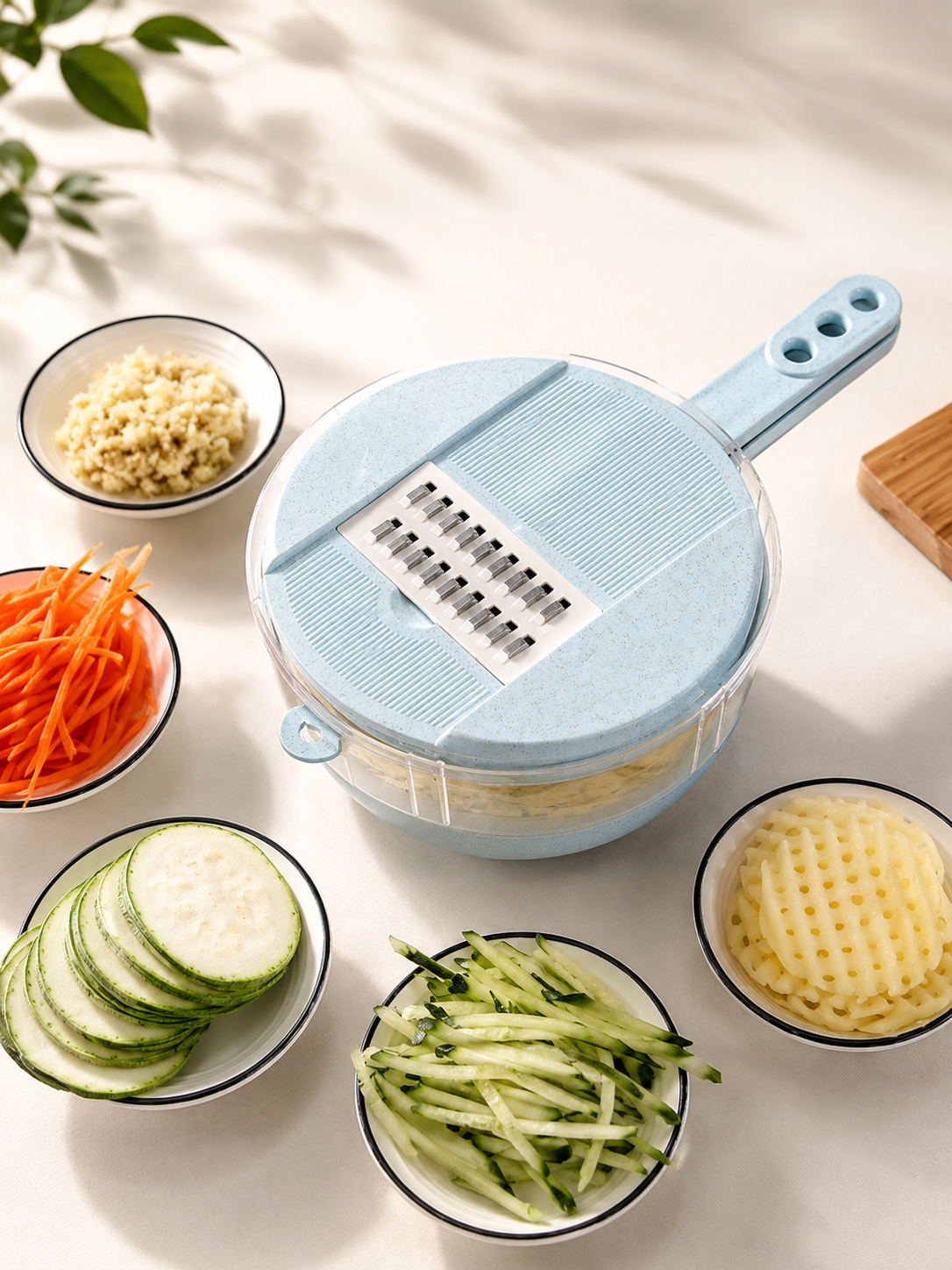 8-in-1 Vegetable Slicer & Mandoline Cutter – Multi-Function Kitchen Chopper with Grater, Peeler, Strainer for Potato, Carrot, Onion & More