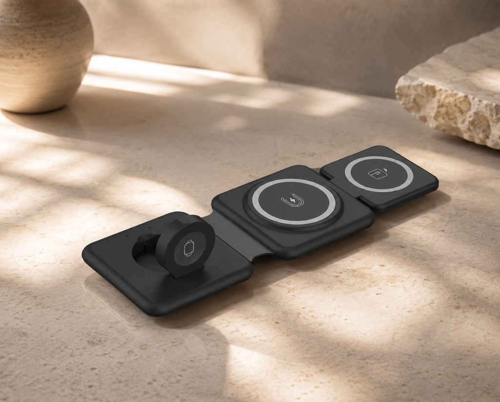 Foldable Charger for Travel | Magnetic 3-in-1 Wireless Charging Stand