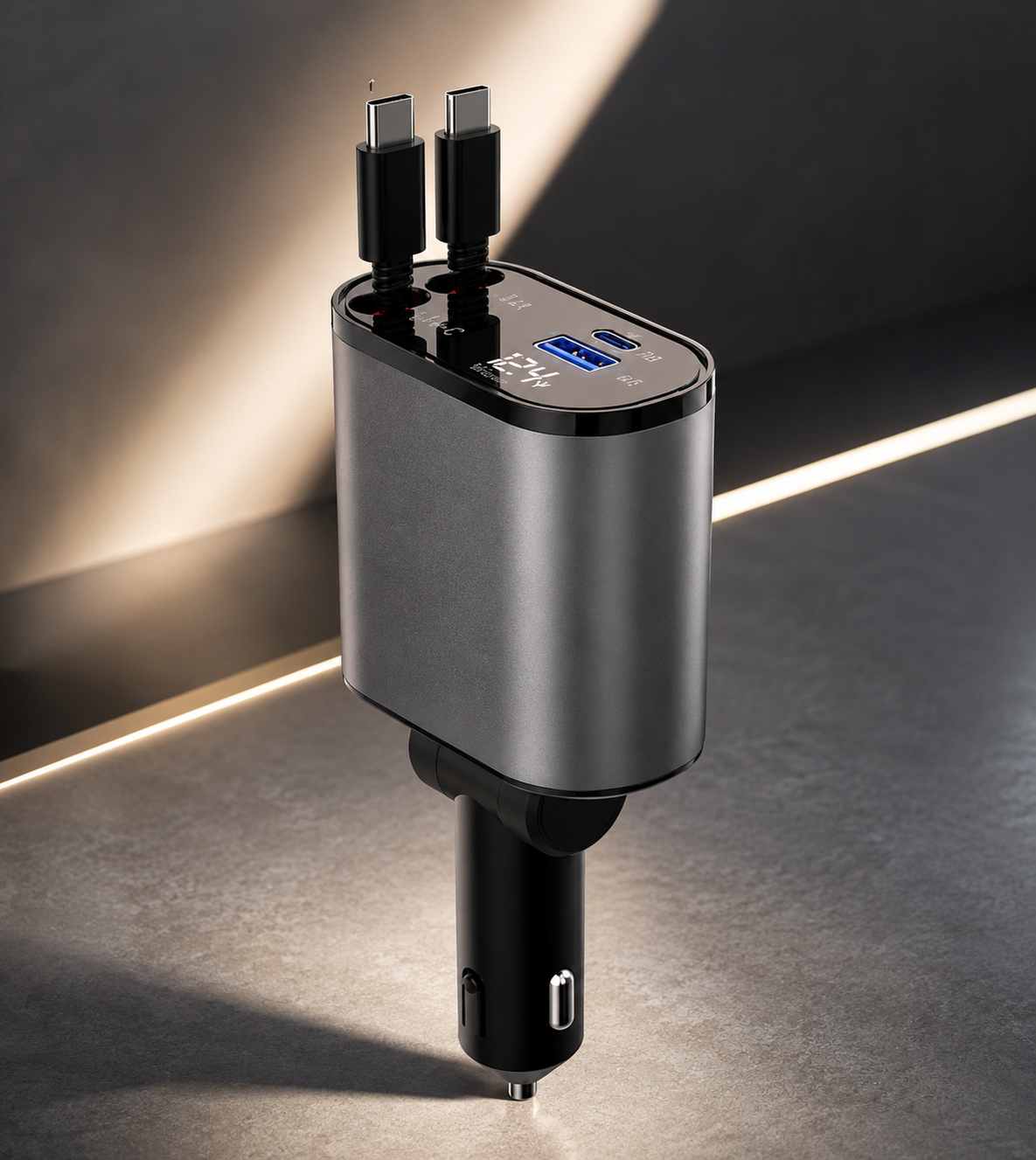 100W Car Charger | Metal Fast Charging USB-C & USB-A Adapter