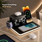 7 in 1 Charging Station | Wireless Charger with LED Clock, Night Light & Fast Charger